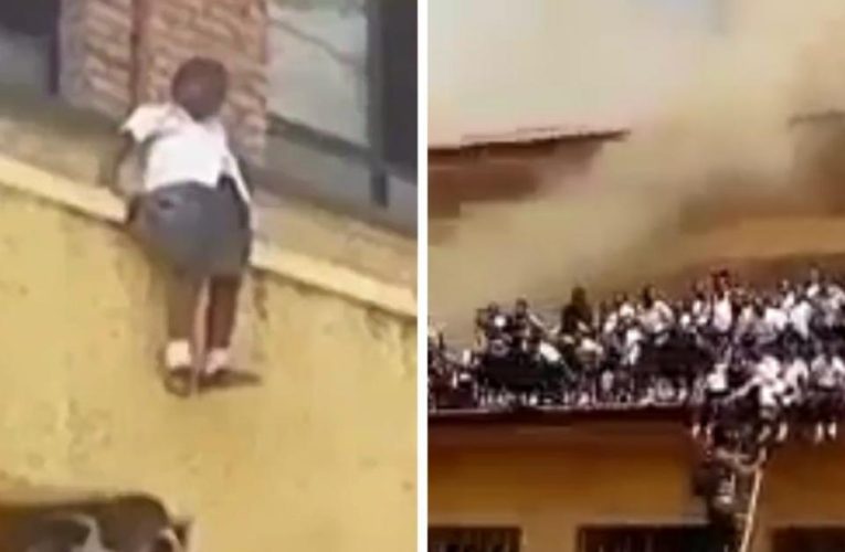 Video: decenas de niñas saltan al vacío para no morir en incendio de su colegio